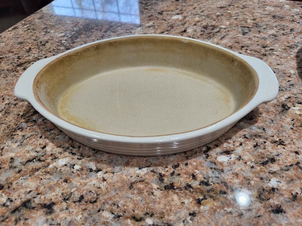 Pampered Chef Stoneware Oval Baker Pan 8 x 6 | Classic Beige Stoneware | Baking